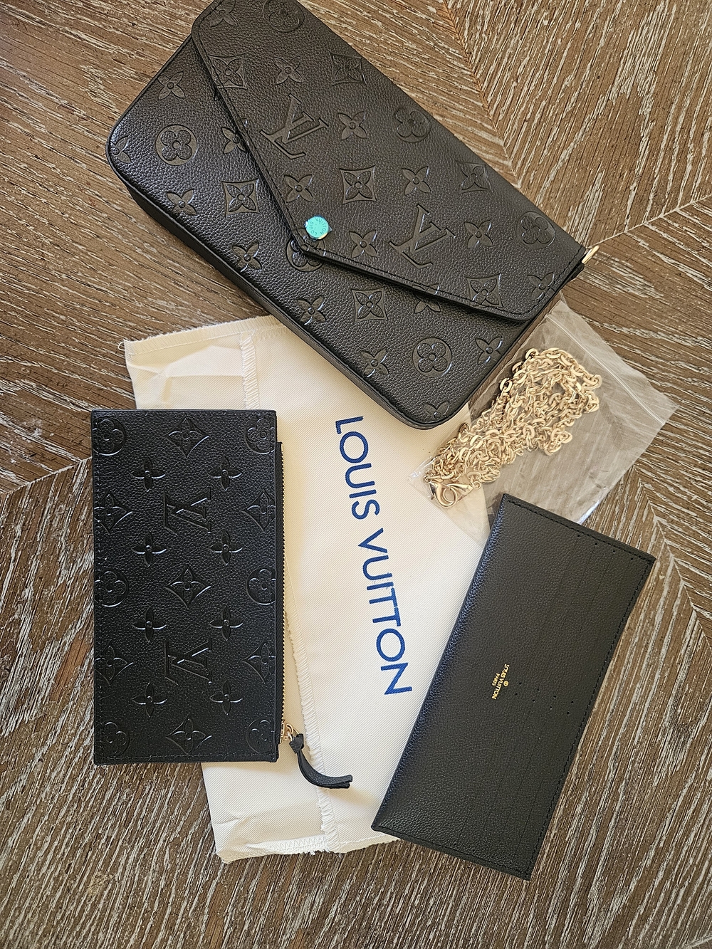 Louis Vuitton Black Monogram Leather Card & Key Holder Set
